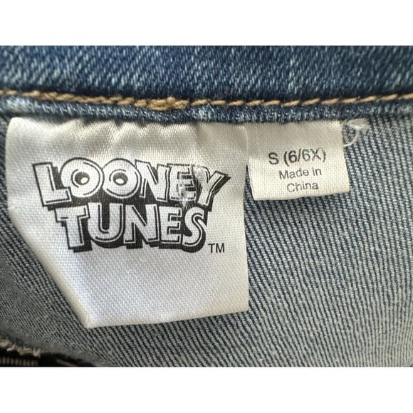 Girls Looney Tunes Tweety Bird Denim Jean Jacket XS 4 5 Blue - Picture 5 of 6